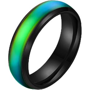 Tobestu 6mm Stainess Steel Band Temprature Sensitive Color Changing Mood Rings for Men Women, His Her Black Rose Gold Plated Anniversary Wedding Birthday Band Rings for Gilfriend Boyfriend Y1854-2D in Kuwait