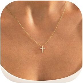 MONOZO Cross Necklace for Women - 14K Gold Plated Cross Necklace Layered Gold Cross Necklace Tiny Sideway Cross Choker Necklace Gold Cross Necklaces for Women Trendy Gold Jewelry Gifts for Women Girls in Kuwait