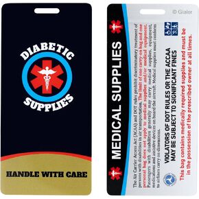 Medical Equipment Luggage Tag, Medical Equipment ID Identification Luggage Tag Medical Alert Bag Tag Travel Supplies (2.1" X 4.5", Diabetic - Red) in Kuwait