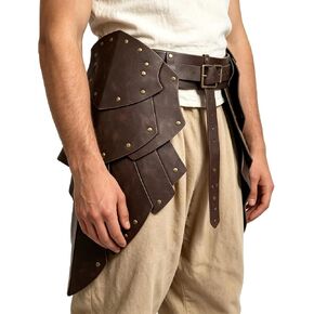 HiiFeuer Medieval Faux Leather Wide Belt Thigh Armor, Retro Double Sides Waist Armor, Mercenary&Knights Skirt Armor for LARP in Kuwait