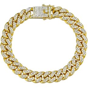 kelistom Cuban Link Iced Out Rhinestone Filled Chain Anklet, 18K Gold/White Gold Plated Punk Hip-hop Ankle Bracelets for Women in Kuwait