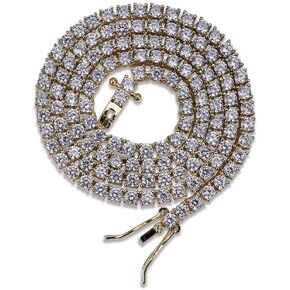 JINAO ICED OUT 18K Gold Plated Iced Out Lab Simulated Diamond Classic Tennis Chain Necklace for Men Women in Kuwait