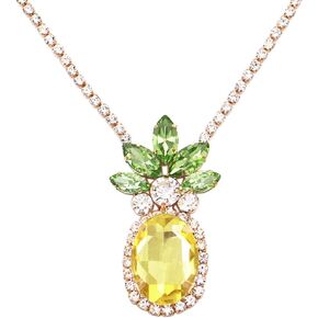 Rosemarie & Jubalee Women's Fun And Fruity Statement Yellow And Green Crystal Rhinestone Pineapple Jewelry in Kuwait