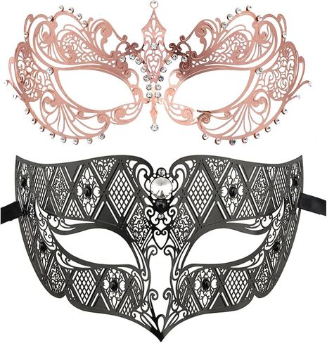 Thmyo One Pair Couple's Venetian Masquerade Masks,Crown Mask Costumes Mardi Gras Prom Mask in Kuwait