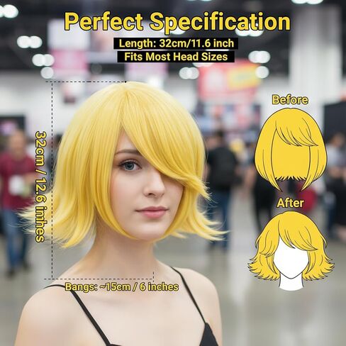 Short Yellow Hair for Len Cosplay Wig Women Halloween Costume Carnival Party Wigs in Kuwait
