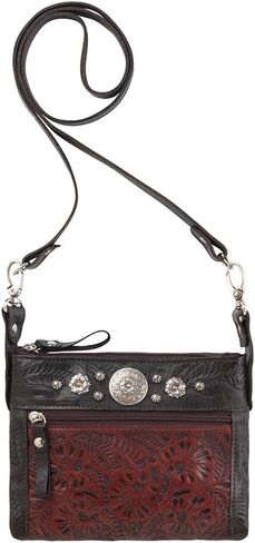 American West Trail Rider Hip/Crossbody Bag Chocolate/Distressed Crimson One Size in Kuwait