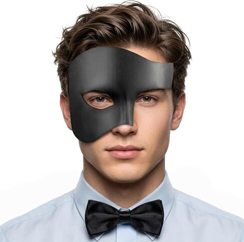 IncreDecor Masquerade Mask for Men Phantom of The Opera Half Face Mask with Bowtie – Halloween Masquerade Mardi Gras Party in Kuwait