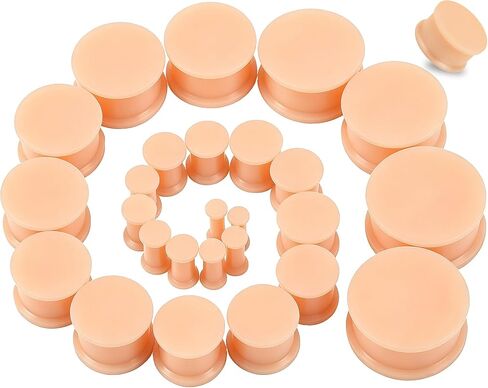 Cisyozi 8G-25mm Silicone Ear Gauges Plugs Stretching Kit Double Flared Flesh Soft Tunnels Saddle Expander Set for Women Men in Kuwait
