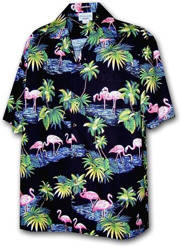 Pacific Legend Men's Flamingos Hawaiian Shirt in Kuwait