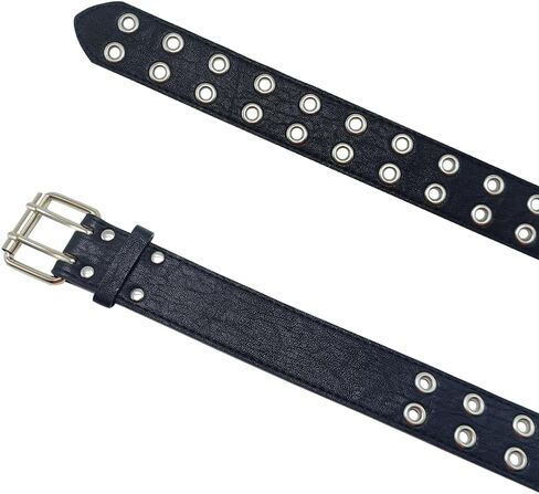 YUCFOREN Double Grommet Punk Leather Belt Unisex 2 Hole Fashion Jeans Belt in Kuwait