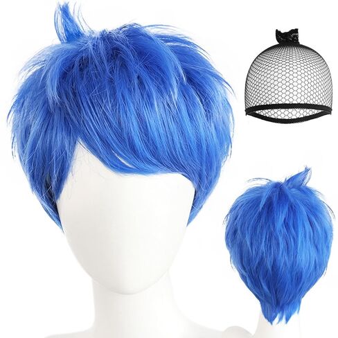 JoneTing Pink Ombre Black Wig 【+Wig Cap】 Heat Resistant Cosplay Costume Synthetic Short Wavy Hair Wigs for Boys Fluffy Black Pink Wig for Halloween Peluca Rosa Ombre Negra Chrismas Party in Kuwait