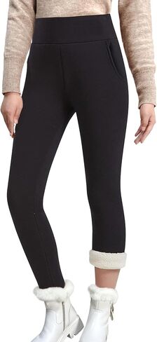 Hixiaohe Women's Casual Sherpa Fleece Lined Warm Leggings Thicken Heavy Jogger Pants in Kuwait