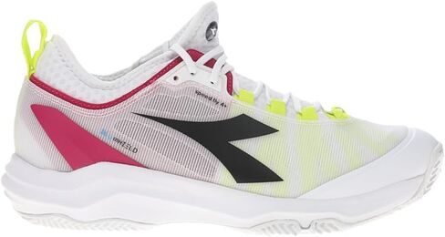 Diadora Speed Blushield Fly 4 + Women's Clay Tennis Shoes - Size 8 - White/Black/Vivacious in Kuwait