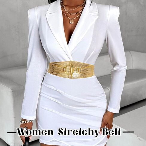 Women Leather Belt Stretch Dresses Belt Elastic Vintage Waist Belts Buckle for Women and Girls in Kuwait
