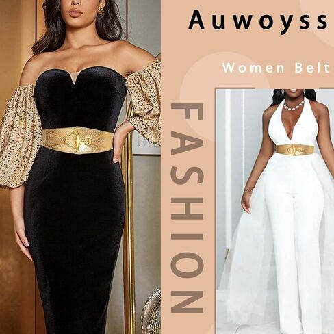 Women Leather Belt Stretch Dresses Belt Elastic Vintage Waist Belts Buckle for Women and Girls in Kuwait