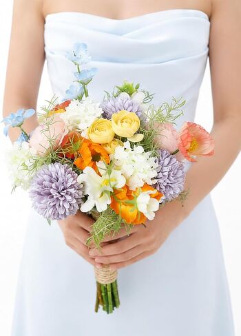 Rinlong Fall Wedding Bouquets for Bridesmaids Burnt Orange Bridesmaid Artificial Flowers Terracotta Bouquet Wedding Ceremony Terracotta in Kuwait