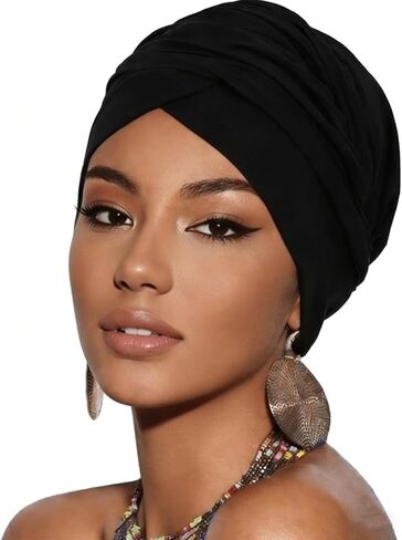 Ever Fairy Turban Head Wrap Scarf,African Women' Soft Long Scarf Shawl Hair Bohemian Headwrap Stretch Headband Tie in Kuwait