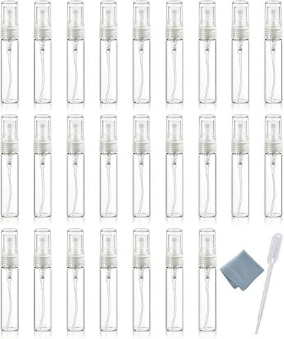 Elfenstal- 25pcs Clear 5ml 1/6oz Glass Atomizer bottle Spray Refillable Perfume Empty Bottle Glass Clean Cloth for Travel Party Must Makeup Tool in Kuwait
