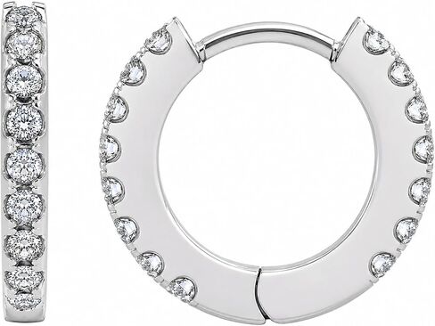 Round Huggie Hoop Earrings Pure Brilliance Zirconia in Solid 925 Sterling Silver For Women, Men, & Teens in Kuwait