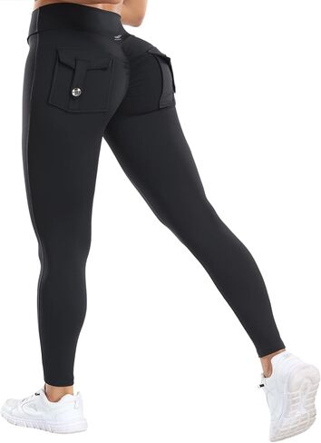 JOJOANS Cargo Leggings with Pockets for Women High Waisted Yoga Workout Pants in Kuwait