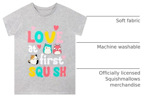 Squishmallows T-Shirt Girls Short Sleeve Squish Tee for Kids Gray 7 in Kuwait