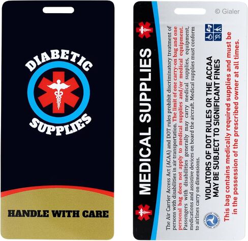 Medical Equipment Luggage Tag, Medical Equipment ID Identification Luggage Tag Medical Alert Bag Tag Travel Supplies (2.1" X 4.5", Diabetic - Red) in Kuwait