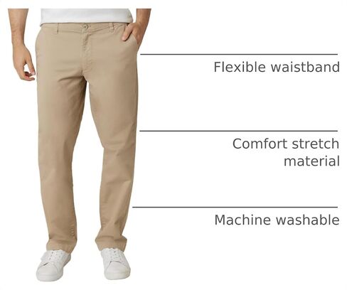 Chaps Men's Big and Tall Khaki Pants - Classic Straight Fit Casual Pant - Comfort Stretch Chinos with Flex Waistband for Men in Kuwait