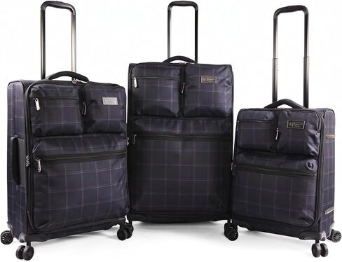 Original Penguin Norton 3pc Expandable Suitcase Set with Spinner Wheels, Navy Plaid, One Size in Kuwait