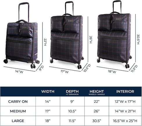 Original Penguin Norton 3pc Expandable Suitcase Set with Spinner Wheels, Navy Plaid, One Size in Kuwait
