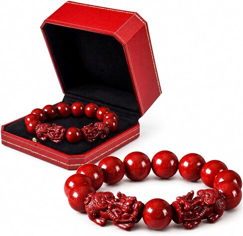 Dosurgorn Feng Shui Cinnabar Bracelet for Women,cinnabar Powder Feng Shui Bracelet,Feng Shui Bracelet for Wealth and Protection Good Luck Money Amulet in Kuwait