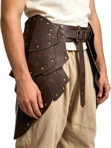 HiiFeuer Medieval Faux Leather Wide Belt Thigh Armor, Retro Double Sides Waist Armor, Mercenary&Knights Skirt Armor for LARP in Kuwait