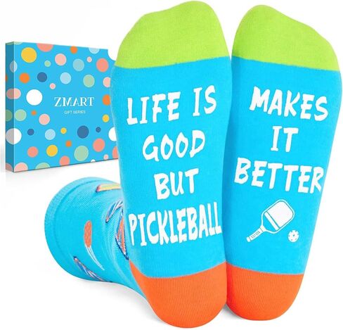 Zmart Unisex Funny Socks Pickleball Socks for Women Men Pickle Ball Socks, Pickleball Gifts Gifts for Pickleball Lovers Pickle Ball Gifts in Light Blue, Pickleball Light Blue, M in Kuwait