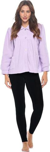 Casual Nights Women's Chenille Bed Jacket, Button Front Long Sleeve Sleep Top with Pockets in Kuwait