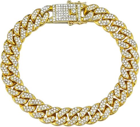 kelistom Cuban Link Iced Out Rhinestone Filled Chain Anklet, 18K Gold/White Gold Plated Punk Hip-hop Ankle Bracelets for Women in Kuwait