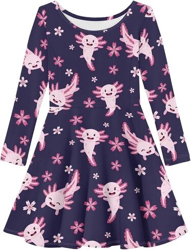 OZELANSAY Girls Cute Dress Long Sleeve Swing Skater A-Line Dress Casual Funny Party Fall Outfits Print in Kuwait
