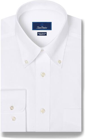 David Donahue Men's Trim Fit 100% Cotton Non-Iron Button Down Collar Dress Shirt in Kuwait