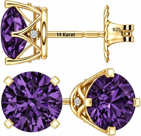 Lucita Simulated Birthstone Necklaces & Stud Earrings with Solid 14K Gold Posts & Sterling Silver Basket in Kuwait
