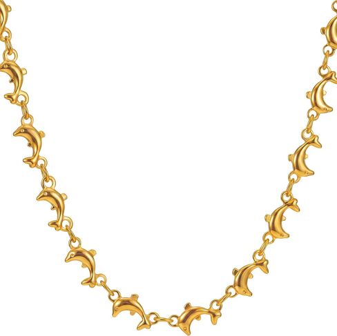 قلادة سلسلة دولفين لينك من LIFETIME JEWELRY للنساء والرجال مطلية بالذهب عيار 24 قيراط in Kuwait