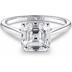 ISAAC WOLF Lab Created 10k Solid Gold 3.5 CT Asscher Cut Moissanite Diamond Solitaire Bridal Ring in Yellow, White OR Rose GOLD in Kuwait