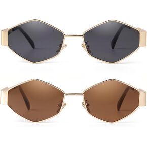 SDINM Hexagon Sunglasses for Women Retro Vintage Gold Metal Geometric Sun Glasses Shades UV Protection in Kuwait