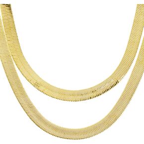 metaltree98 Men's Fashion Bling 14K Gold Plated 9 mm 20" / 24" Double Herringbone Chain Necklace in Kuwait