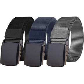 WYuZe 3 Pack Nylon Belts for Men, Metal-free Lightweight Military Belt Web 1.5" Adjustable for Jeans Casual Pants in Kuwait