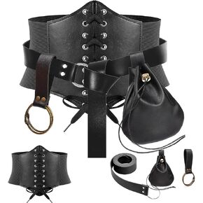 Womens Corset Belt Belt Pouch Waist Bag Fanny Pack Coin Purse Medieval Renaissance Costume Accessories (Brown, XL-Waist/39"-45") in Kuwait