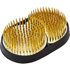 KAKURI Kenzan Flower Frog Round and Concave (Sun and Moon) 3" x 2", Japanese Ikebana Flower Arrangement Supplies, Professional Flower Holder Pin Frog, Brass Gold, Made in Japan in Kuwait