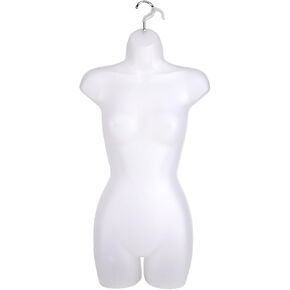Female Molded Shatterproof Frosted Shapely Torso Form with Hook - Fits Women’s Sizes 5-10 - Hanging Fashion Form Mannequin to Display Top and Bottom Merchandise in Kuwait