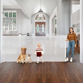 48 Inch Extra Tall Dog Gate Retractable Baby Gates Extra Wide Retractable Dog Gate Indoor 85" Wide Mesh Baby Gates for Doorways Scratch-Resistant 4ft Tall Prevent Kids/Pets from Jumping Over, Black in Kuwait