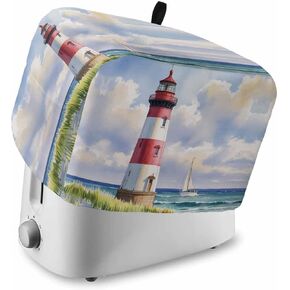 Coastal Lighthouse Toaster Cover 4 Slice, Large Kitchen Appliance Covers, Watercolor Blue Sky Sea Summer Beach Nautical Toaster Oven Cover with Loop, Bread Machine Cover Polyester Dust Cover in Kuwait