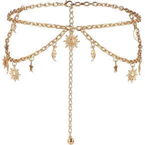 Double Layer Women Metal Chain Belt, Adjustable Waist Link Belt Skinny Waistband Chain Decor Belts for Dresses Jeans in Kuwait