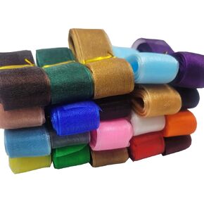 Sheer Organza Ribbons 100 Yards Sheer Ribbon Chiffon Stain Ribbon Set for Easter Day Valentines Christmas Wedding Gift Wrapping Bouquet Craft Birthday Party Decoration (20 Colors) (3/8") in Kuwait
