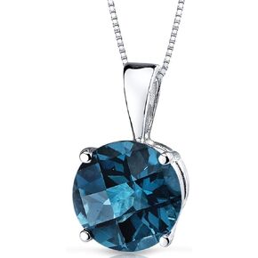14 Karat White Gold Round Cut 2.50 Carats London Blue Topaz Pendant in Kuwait